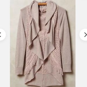 NWOT Anthropologie Fringed Cardigan by Knitted * Knotted Size S P242-9
